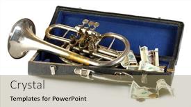  Presentation with musical instrument - Colorful presentation enhanced with musical-instrument-with-money backdrop and a coral colored foreground