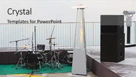  Presentation with music instruments - Cool new presentation theme with musical instruments and lighting backdrop and a white colored foreground