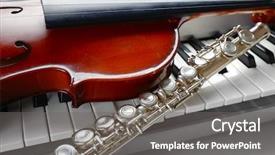  Presentation with music instrument - Audience pleasing theme consisting of musical instruments close up backdrop and a gray colored foreground