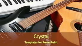  Presentation with music instruments - Beautiful presentation theme featuring musical instruments closeup backdrop and a tawny brown colored foreground