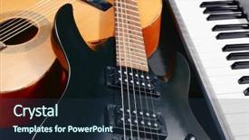  Presentation with music instruments - PPT theme enhanced with musical instruments closeup background and a tawny brown colored foreground