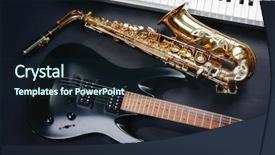  Presentation with music instruments - Theme consisting of musical instruments closeup background and a  colored foreground