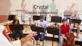  Presentation with orchestra - Cool new PPT theme with musical instruments in school orchestra backdrop and a lemonade colored foreground