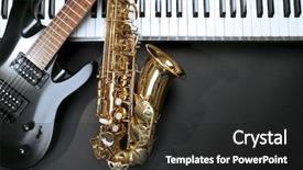 Presentation with jazz music - Presentation design consisting of musical instruments on black background background and a dark gray colored foreground
