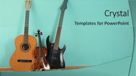  Presentation with turquoise - Cool new PPT theme with musical instruments on turquoise wallpaper backdrop and a seafoam green colored foreground