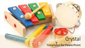  Presentation with music instruments - PPT theme with musical instruments on white background background and a blonde colored foreground