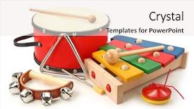  Presentation with music instrument - Presentation theme having musical instruments on white background background and a sky blue colored foreground