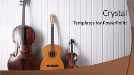  Presentation with reflection - Slide deck with musical instruments on wooden planks background and a light gray colored foreground