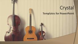  Presentation with music instruments - Amazing theme having musical instruments on wooden planks backdrop and a lemonade colored foreground