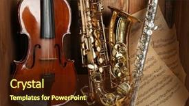  Presentation with flute - Theme featuring musical instruments saxophone violin background and a tawny brown colored foreground
