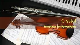  Presentation with music instruments - PPT theme having musical instruments with music notes background and a tawny brown colored foreground