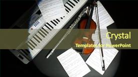  Presentation with music instrument - PPT layouts having musical instruments with music notes background and a tawny brown colored foreground