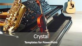  Presentation with music instruments - Beautiful PPT theme featuring musical instruments with piano close backdrop and a gray colored foreground