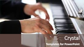  Presentation with piano - Slide set consisting of musical keyboard players - close up of man hands background and a tawny brown colored foreground