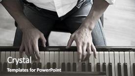  Presentation with piano keyboard - Slide deck with musical keyboard players - close up of musician hands background and a dark gray colored foreground