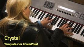  Presentation with digital claims - Cool new slide deck with musical keyboard players - female musician sings while playing backdrop and a wine colored foreground