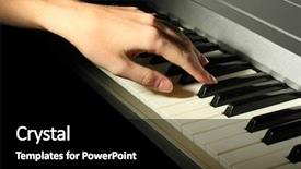  Presentation with woman covering man mouth hand - Slides consisting of musical keyboard players - hand of woman playing piano background and a black colored foreground