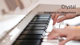  Presentation with piano keyboard - Presentation theme enhanced with musical keyboard players - playing piano shallow dof color background and a coral colored foreground