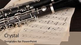  Presentation with clarinet - Presentation theme with musical notes and clarinet background and a coral colored foreground