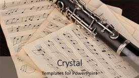  Presentation with clarinet - Audience pleasing presentation design consisting of musical notes and clarinet backdrop and a mint green colored foreground
