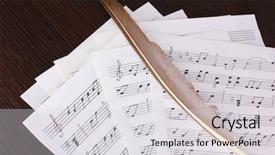  Presentation with feather - Beautiful slide deck featuring musical notes and feather backdrop and a light gray colored foreground