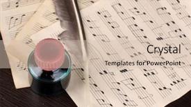  Presentation with music notes - Theme having musical notes and feather background and a soft green colored foreground