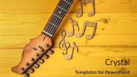  Presentation with yellow music - Cool new presentation with musical notes and guitar neck backdrop and a gold colored foreground
