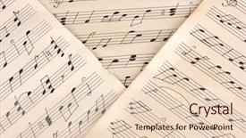  Presentation with grunge vintage music notes - Presentation design featuring musical notes close-up background and a lemonade colored foreground