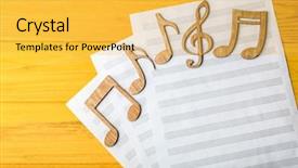  Presentation with yellow music - Theme with musical notes lying on music background and a yellow colored foreground