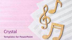  Presentation with music sheets - Colorful slides enhanced with musical notes lying on music backdrop and a pink colored foreground