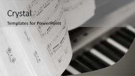  Presentation with music composer - PPT theme featuring musical notes on composer background and a light gray colored foreground