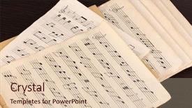  Presentation with border of music notes - Beautiful presentation featuring musical notes on wooden table backdrop and a lemonade colored foreground