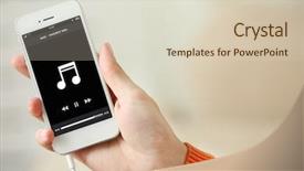  Presentation with music at the movies - Colorful PPT theme enhanced with music smartphone in female hand backdrop and a lemonade colored foreground