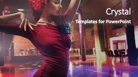  Presentation with dance - Theme consisting of musical reflection - attractive brunette beauty background and a tawny brown colored foreground