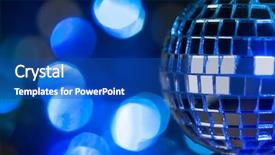  Presentation with disco ball - Slide deck consisting of musical reflection - beautiful blue shiny disco ball background and a ocean colored foreground