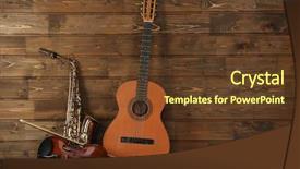  Presentation with old wood planks - Slide deck featuring musical reflection - cello on wooden planks background background and a tawny brown colored foreground