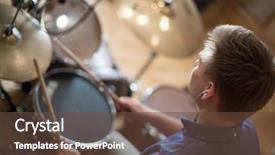  Presentation with drum - Slide deck enhanced with musical reflection - drummer with headphones plays background and a tawny brown colored foreground