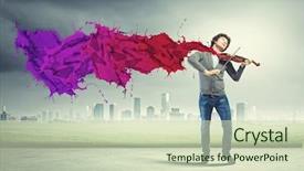  Presentation with young children playing - Slide set with musical theater - image of young handsome man background and a  colored foreground