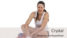  Presentation with pain - Theme having musical twist - athlete woman with foot pain background and a soft green colored foreground