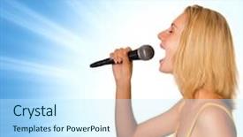  Presentation with singer - Presentation consisting of musical twist - beautiful young singer on abstract background and a cool aqua colored foreground