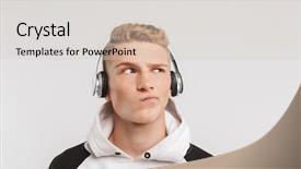  Presentation with old music - Presentation theme consisting of musical twist - portrait closeup of thoughtful young background and a lemonade colored foreground