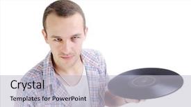  Presentation with sound - Slides enhanced with musical twist - young elegant attractive man background and a  colored foreground