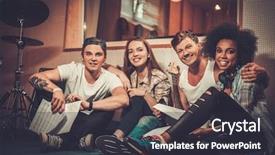  Presentation with music band - PPT layouts consisting of musicband - multiracial music band background and a dark gray colored foreground