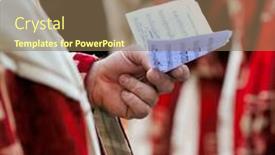  Presentation with fiesta - Presentation theme featuring musician-during-a-spanish-fiesta background and a coral colored foreground