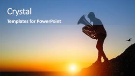  Presentation with role play - Slides with musician play on tuba background and a teal colored foreground