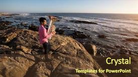  Presentation with musical instrument - Cool new slide deck with musician play to tuba musical backdrop and a tawny brown colored foreground