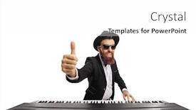  Presentation with piano - Audience pleasing slide deck consisting of musician-playing-a-digital-piano backdrop and a white colored foreground