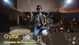  Presentation with drums - Slides enhanced with musician playing drums during repetition background and a tawny brown colored foreground