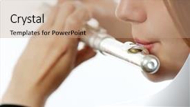  Presentation with flute - Audience pleasing presentation theme consisting of musician playing flute isolated backdrop and a coral colored foreground