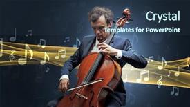  Presentation with young - Cool new presentation theme with musician playing on his cello backdrop and a tawny brown colored foreground